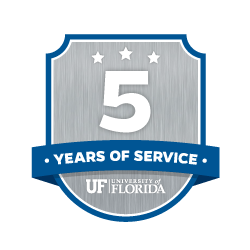 service recognition five-year badge gray and blue