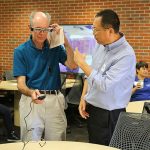 two faculty members at marston library