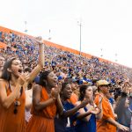 gator fans cheering at the stadium