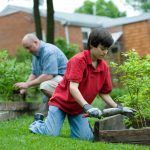 A boy gardening