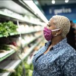 Woman shopping with mask