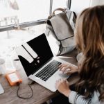 Woman working on a laptop