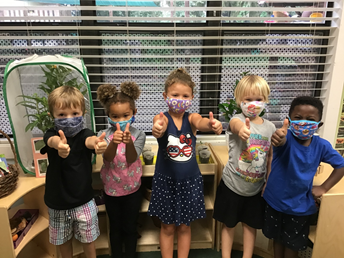 Baby Gators (children) wearing masks