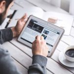 Man working on tablet