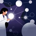 woman scientist drawing