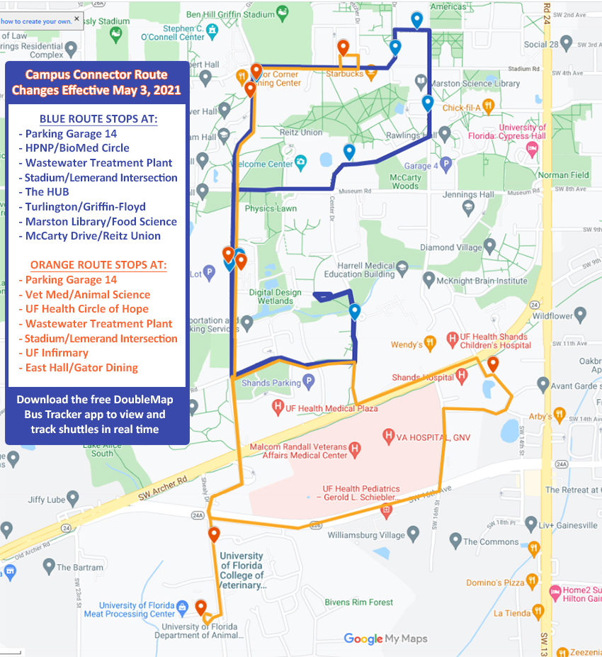 road closures, shuttle routes changed UF At Work